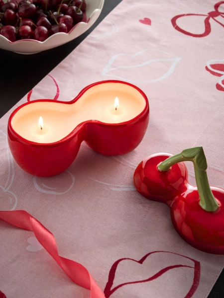 Cherry & Almond Ceramic Cherry Valentines Decorative Candle