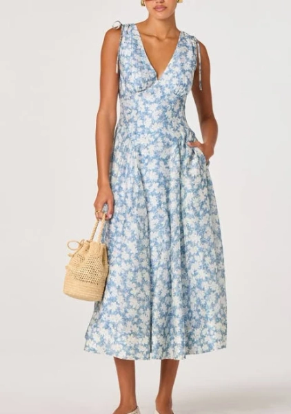 ASTR the Label Emmery Floral Wrap Midi Dress