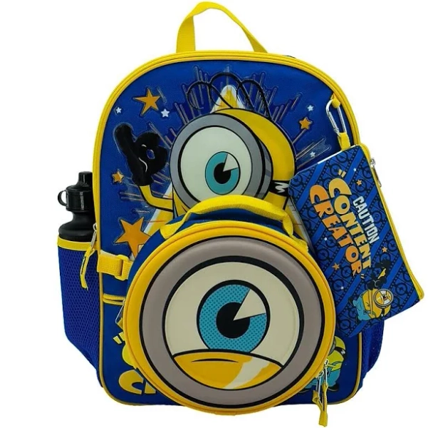 Accessory Innovations Kids 5-Piece Despicable Me Minions Backpack Set, Medium, Blue (B26DM68056-ST)