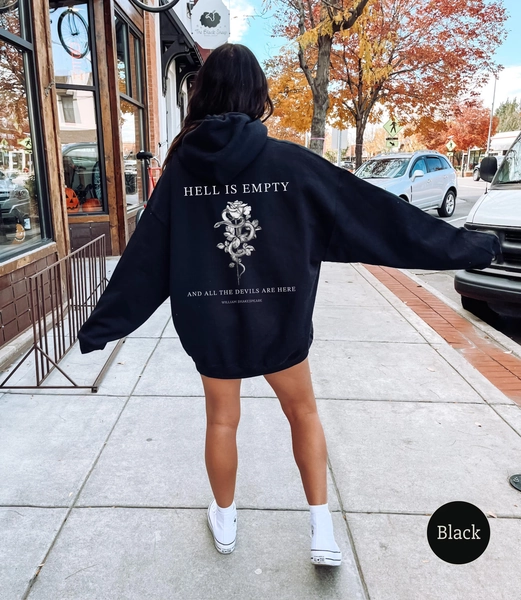 Hell Is Empty And All The Devils Are Here Hoodie, Shakespeare Quote Shirt, Dark Academia Sweatshirt, Literary Hoodie, Gothic Literature Gift