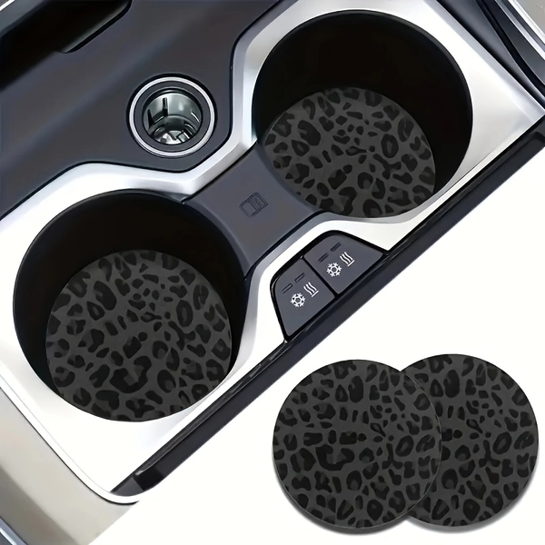All-Season Gift: 2 Stylish Leopard Print Car Cup Coasters - Waterproof & Portable, Drink Coaster, Travel Essentials, Fashionable Accessory, Decorative Coaster, Nonslip Base, Easy to Clean, Auto Accessories, Home And Car Decor, Travel Lovers