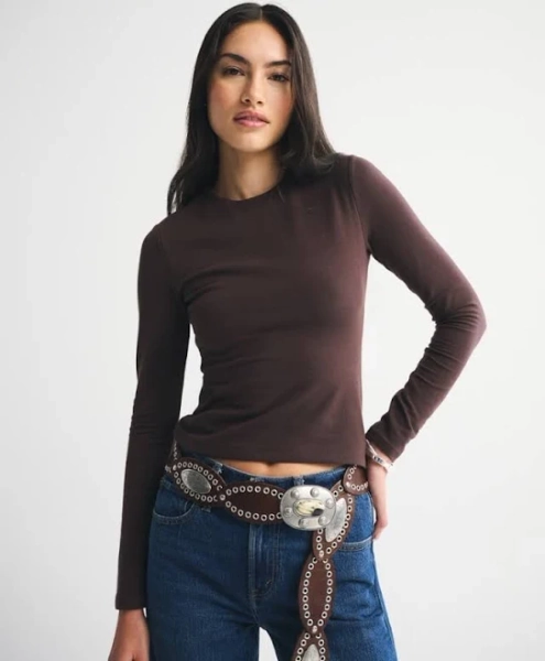 Abercrombie & Fitch Women's Double-Lined Long-Sleeve Baby Tee