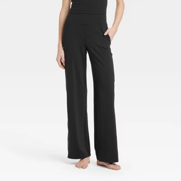 Women's Everyday Soft High-Rise Wide Leg Pants - All In Motion™ Black S: Moisture Wicking, UPF 50+