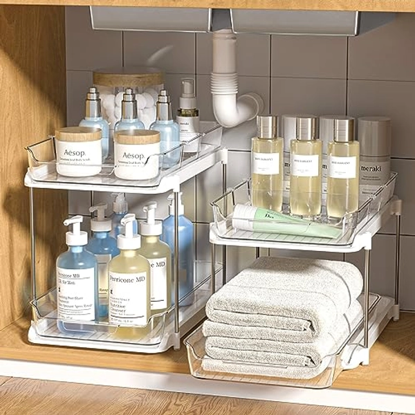 2 Sets of 2-Tier Multi-Purpose Bathroom Under Sink