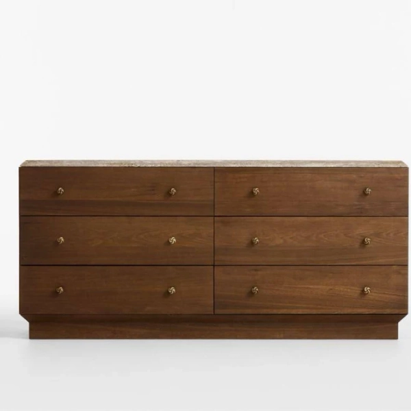Crate & Barrel Fusao 66" Stone Top 6-Drawer Dresser