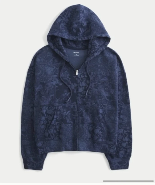 Hollister Feel Good Easy Beachy Graphic Zip-Up Hoodie