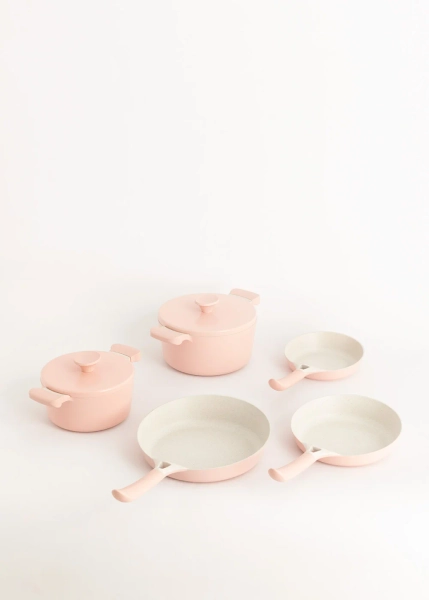 Ustensiles de cuisine 2 casseroles POT STUDIO et 3 poêles PAN STUDIO en fonte d'aluminium avec revêtement céramique