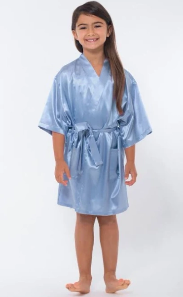 Kimono robes For Kids Satin Silk robe Short V-Neck For Girls Sleepwear Loungewear bridal party Flower Girls Wedding