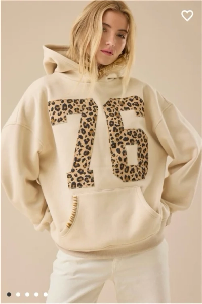 76 Leopard Print Graphic Hoodie