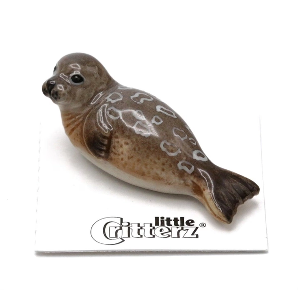 Little Critterz Seal Ringed Seal "Chukchi" - Handcrafted Home Decor Animal Decorative Figurine Birthday Gift - Miniature Porcelain Figurine