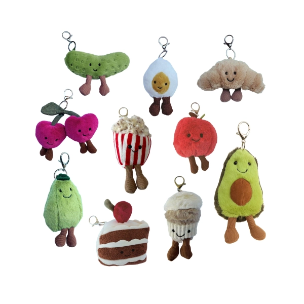 Plush Food Keychain | Kawaii Stuffed Bag Charm, Soft Gift