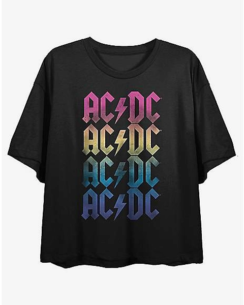ACDC Rainbow Logo Cropped T Shirt