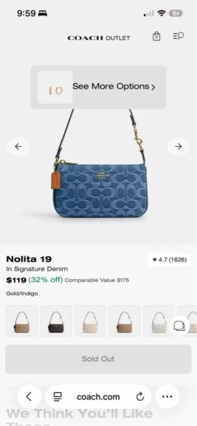 Coach signature denim nolita 19 purse