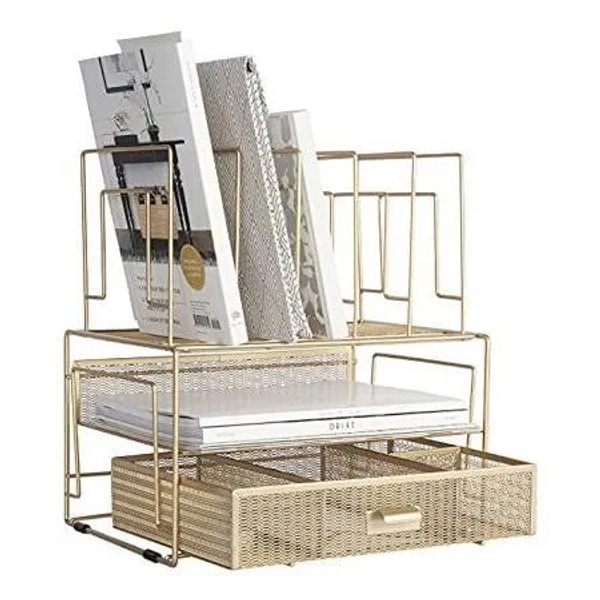 BluMonaco Gold Desk Organizer