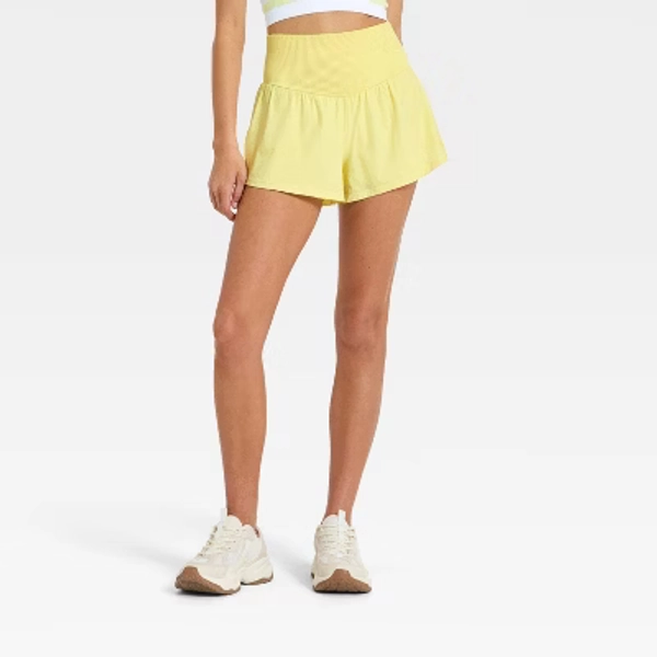 Women's Seamless Waistband Woven Shorts - JoyLab™ Yellow S