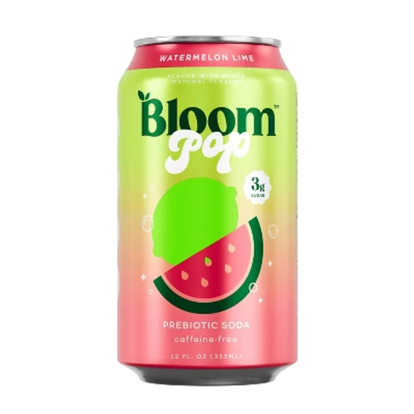 BLOOM NUTRITION Bloom Pop Prebiotic Soda - Watermelon Lime - 12 fl oz Can