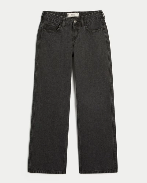 Low-Rise Washed Black Baggy Jeans