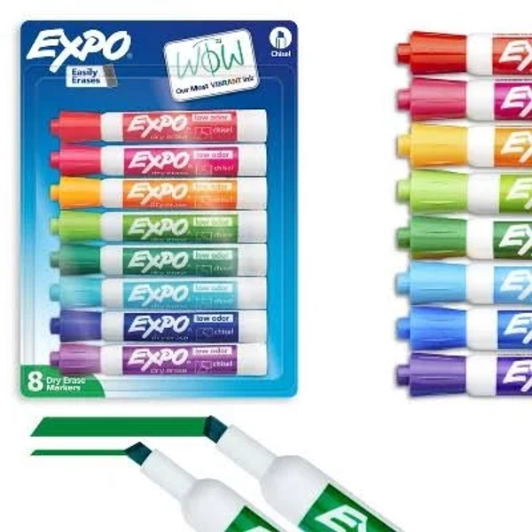 Dry Erase Marker Broad Chisel Tip Assorted Colors 8/Pack