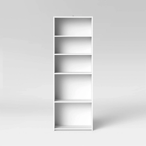 Dorm 5 Shelf Bookcase White - Room Essentials: Modern Style, Wood Composite, Open Shelving, Tall