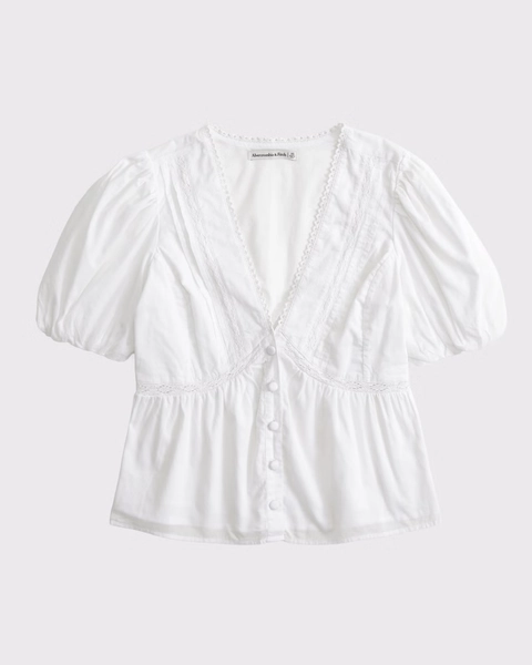 Puff Sleeve Button-Through Top