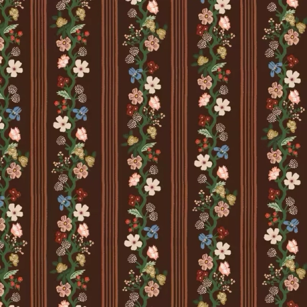 Floral Trellis Stripe in Cocoa | Hawthorne Supply Co