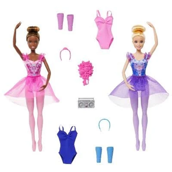Barbie 12.7" Ballet Room Set with 2 Ballerina Fashion Dolls and Dance Accessories