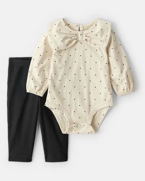 Carter's Baby Girl 2-Piece Bow Print Bodysuit and Pants Set