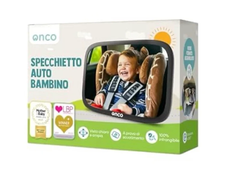 Onco Children's Rearview Mirror, 100% Shatterproof, Universal Car Rearview Mirror, 360° Rotation : Amazon.it: Baby Products