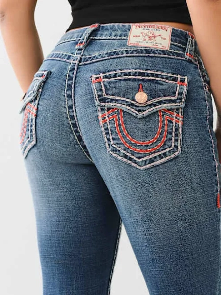 True Religion Women's Jennie Mid Rise Super T Curvy Skinny Jeans