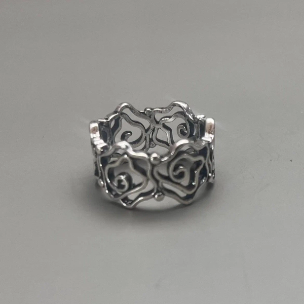vintage silver classic wrapped rose ring