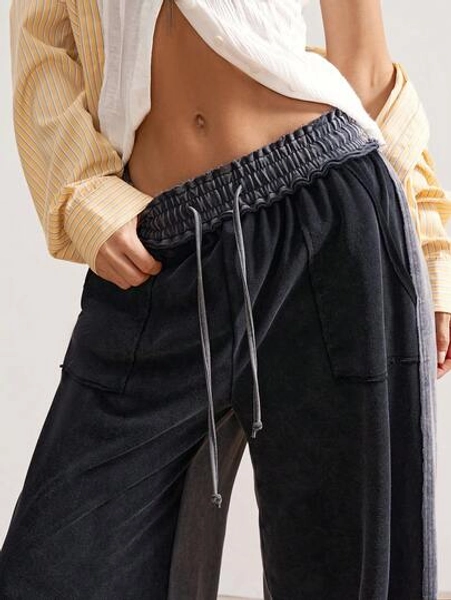 Bohemela Women's Casual Solid Color Knit Loose Wide Leg Pants, Suitable For Winter, Christmas, Thanksgiving, New Year