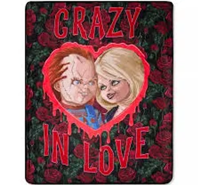 Spirit Halloween Chucky and Tiffany Crazy in Love Fleece Blanket