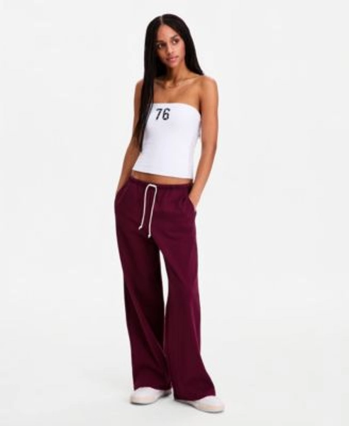 Juniors' Lightweight Fleece Wide-Leg Sweatpants