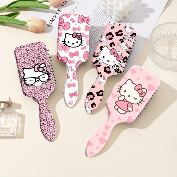 1pc Cute Cartoon Bow & Heart Design Hair Brush with Soft Nylon Bristles - Portable Straightening Comb for Straight Hair, Pink & Heart Pattern
