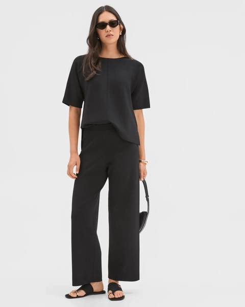 Preview Crepe Knit Straight Leg Pants