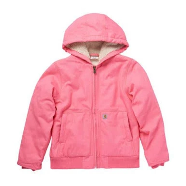 Carhartt Girls Pink Canvas Insulated Hooded Active Jacket