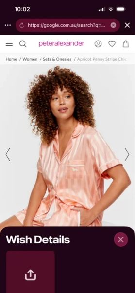 Apricot Penny Stripe Chic Satin Shortie Pj Set  Apricot Stripe - Peter Alexander Online