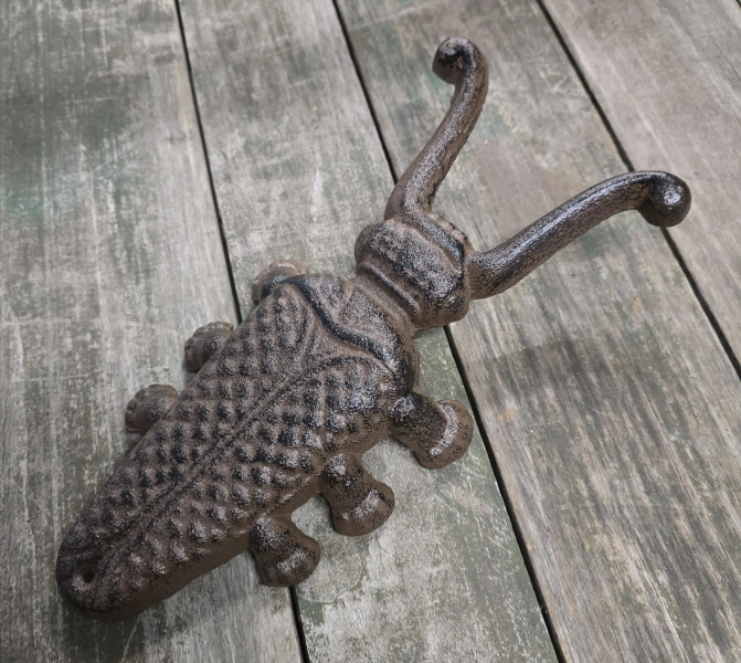 Cast Iron Antique Style BEETLE Doorstop Boot Jack Brown Finish Rustic Western