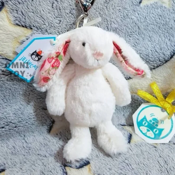 Jellycat AUTHENTIC Blossom Cream Bunny Berry Strawberry Bag Charm Keychain Gift - New Toys & Collectibles | Size: m