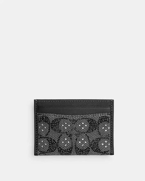 Silver/Black Essential Card Case In Crystal Signature Jacquard