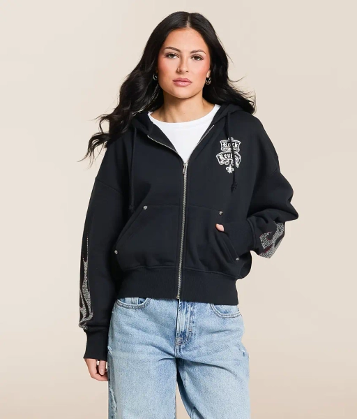 X-Large Black Chrome Flame Hoodie
