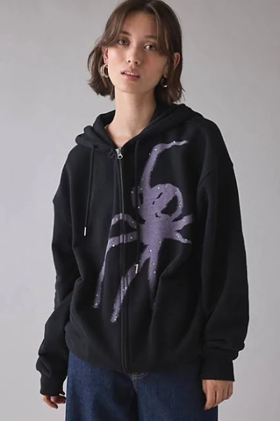 Oversized Cotton Hoodie with Dusty Spider Graphic