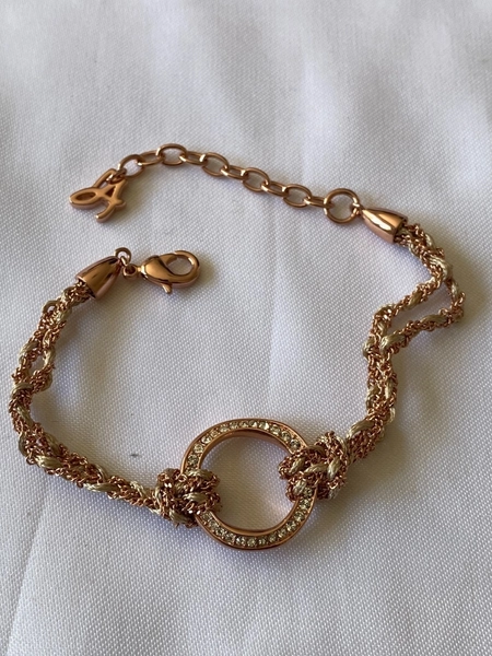 Adore Rose Gold Plated Organic Circle Braided Bracelet w/ Crystal from Swarovski