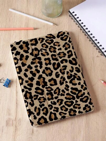 Cheetah,Leopard Print 1pc Black-Brown Leopard Pattern Tablet Protective Case, With Pencil Slot, Anti-Drop, Sleep/Wake Support, Compatible With Samsung, And IPad