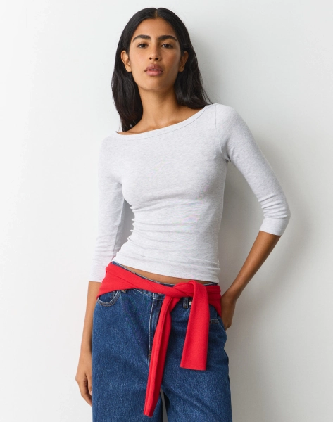 Boat Neck Three Quarter Top