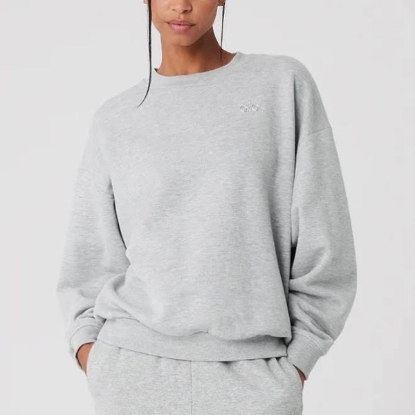 Alo Accolade Crew Neck Pullover Sweatshirt Color - Heather Grey / Size