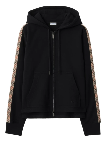 Burberry checked-trim zip-up Hoodie | Black | FARFETCH
