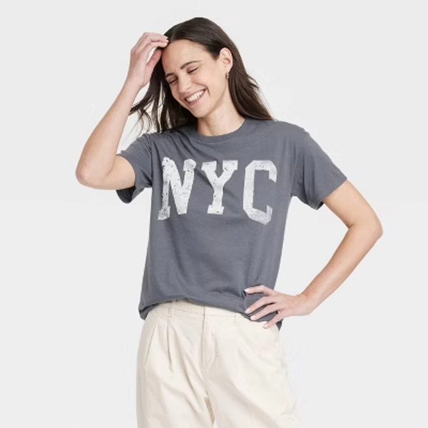 Women's NYC Short Sleeve Graphic T-Shirt - Gray