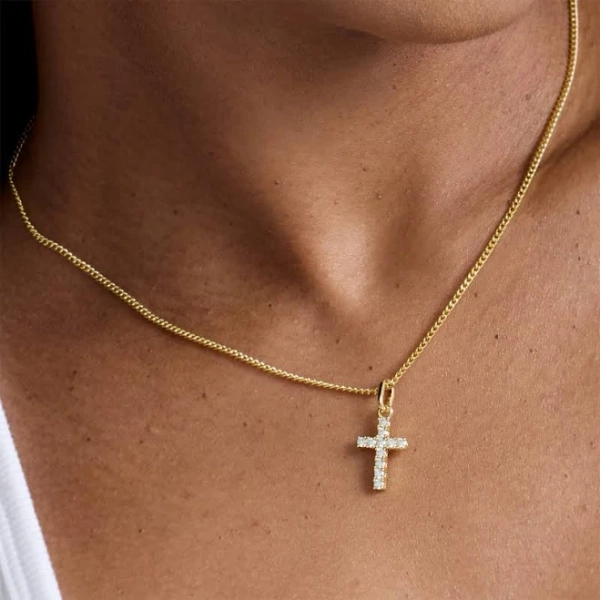 18K Gold Waterproof Cross Necklace