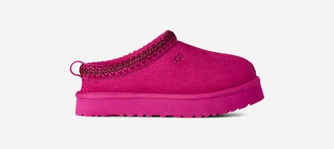UGG® Kids' Tazz Suede Slippers in Dark Peony, Size 5K